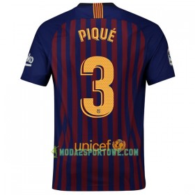 Koszulka FC Barcelona Pique 3 Domowe Stroje Piłkarskie 2018/19 Krótki Rękaw